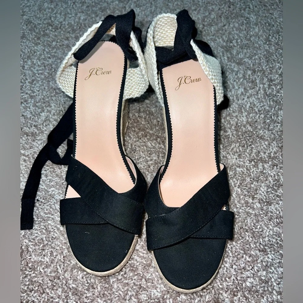 J. Crew Canvas Lace Up Espadrille Wedges